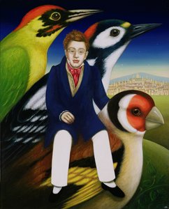 Schubert and the language of birds, 2000 (olje og tempera på panel) av Frances Broomfield