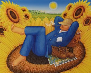 Van Goghs Sunflowers, 1998 (olje og tempera på panel)