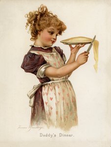 Jenter: Pappamiddag (farge litho)