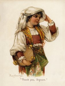 Jenter: "Takk, Signora" (farge litho) av Frances Brundage