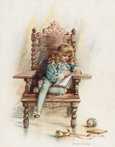 Kong Edward VI fører dagboken sin (kromolitho)