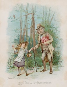 Lille Nell og bestefaren hennes (chromolitho) av Frances Brundage