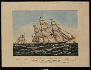 Aaron J. Westervelt Esq. dem Erbauer des New Yorker Klipperschiffs Sweepstakes ist dieser Druck respektvoll gewidmet von den Verlegern...