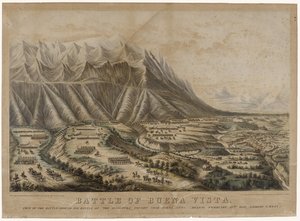 Slaget ved Buena Vista, 1847 (kromolitografi på vevd papir) av Frances Flora Bond Palmer