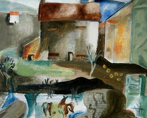 The Mill Pond, ca. 1930 (olje om bord) av Frances Hodgkins