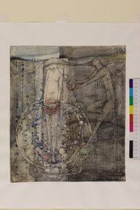 Mannen lager livets perler, men kvinnen må tre dem, ca. 1912-15