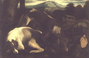 To jakthunder, ca. 1555 av Francesco Bassano