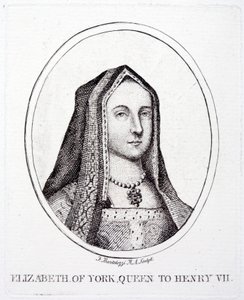 Elizabeth av York, dronningkonsort av kong Henry VII (gravering) av Francesco (after) Bartolozzi