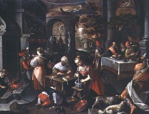 Lasarus på dykkfesten av Francesco (circle of) Bassano