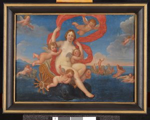 Galatea in ihrem von Delfinen gezogenen Wagen av Francesco Albani