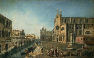 Utsikt over Venezia med kirken Santi Giovanni e Paolo. 1735-1740