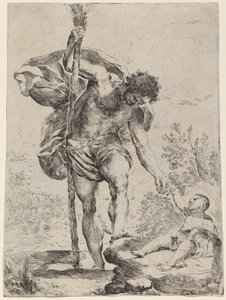 Den hellige Christopher som gir hånden til Jesusbarnet, 1650-tallet. av Francesco Amato