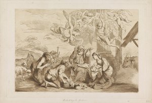 Tilbedelse av hyrdene Gamle og nye testamente til Castiglione (serietittel) av Francesco Bartolozzi