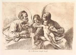Hellig familie med en engel som tilbyr frukt til Kristusbarnet: Raccolta di alcuni disegni..., 1764. av Francesco Bartolozzi