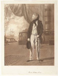 Portrett av prins William Henry ombord på et krigsskip fra den britiske kongelige marinen. av Francesco Bartolozzi