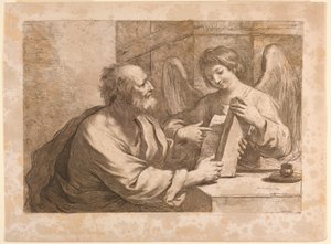 Saint Matthew med en engel og bok av Francesco Bartolozzi