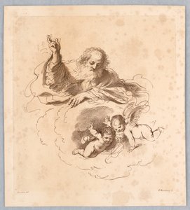 Den allmektige i skyene, med Two Boy Angels av Francesco Bartolozzi