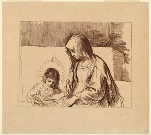 Jomfruen som underviser Jesusbarnet av Francesco Bartolozzi