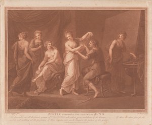 Zeuxis komponerer bildet av Juno av Francesco Bartolozzi