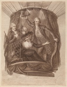 Den berømte Vincent Lunardi Esq. Akkompagnert av to venner i hans tredje luftutflukt, tatt fra St. George's Fields, i London av Francesco Bartolozzi after John Francis Rigaud