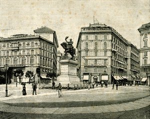 Monument til Victor Emmanuel II (1820-1878), av Francesco Barzaghi (1839-1892), Piazza Corvetto, Genova, Liguria, Italia av Francesco Barzaghi