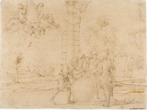 Octavian, Mark Antony og Lepidus deler Romerriket, med Bologna i bakgrunnen