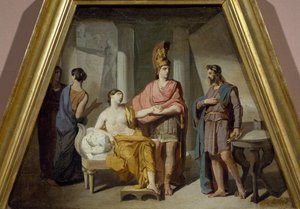 Alexander gir sin elskerinne Campaspe til Apelles, av Francesco Coghetti (1804-1875), olje på lerret