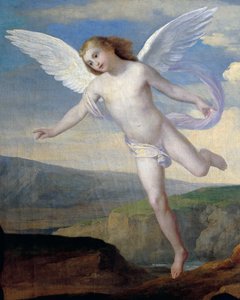 Engel, detalj fra Angel som besøker Hagar og Ishmael, ca. 1846, av Francesco Coghetti (1804-1875), olje på lerret, 96x132 cm