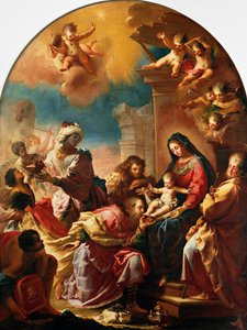 Adoration of the Magi, av Francesco Conti (1681-1760), Church of St Mary of the Assumption i Montedomini, Firenze, Toscana, Italia av Francesco Conti