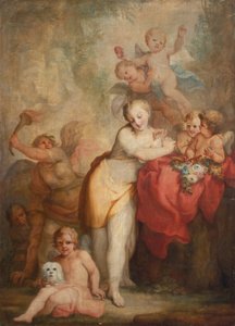 Allegori om last og dyd (olje på lerret) av Francesco Corneliani