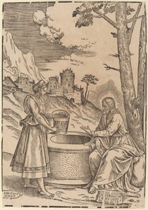 Kristus og kvinnen i Samaria av Francesco Denanto after Girolamo Pennacchi