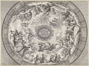 Kuppeldekorasjon med gammeltestamentlige figurer og engler Cupola prima di musaico capella del SS.mo Crucifisso (...) (tittel på objekt) Kuppeldekorasjoner i Peterskirken (serietittel) av Francesco Faraone Aquila