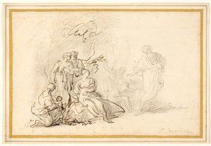 Rebecca skjuler husgudene for Laban av Francesco Fernandi