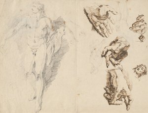 Apollo og studier av kunstnerens egen hånd [recto] av Francesco Fontebasso
