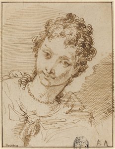 Elegant ung kvinne med et perlekjede av Francesco Fontebasso