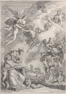 Pave Saint Gregory I frigjør sjelene fra skjærsilden med sine bønner, 1731.