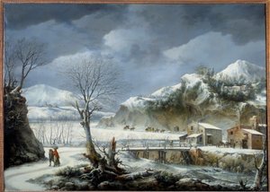 Vinterlandskapsmaleri av Francesco Foschi (død 1805) Lille fra 1700-tallet, Museum of Fine Arts