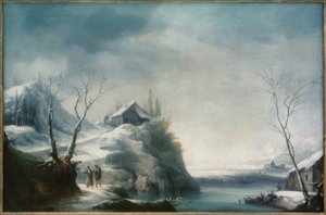 Vinterlandskap med reisende