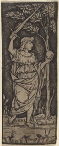 Allegorisk figur: Kvinne med sverd og sfære av Francesco Francia or Peregrino da Cesena