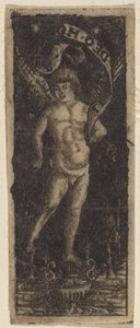 Kjerub på en vase med inskripsjon: "SOLI DEO HONOR" av Francesco Francia or Peregrino da Cesena