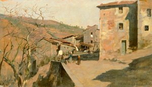 Montagnana av Francesco Gioli (1846-1922), olje på panel