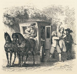 Bortføring av Lucy, episode fra Troloved, av Alessandro Manzoni (1785-1873), illustrasjon av Francesco Gonin (1808-1889) for 1840-utgaven