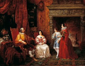 Prins som forteller den unge prinsen og moren hans om Gertruds beslutning om å bli nonne, episode fra Troloved av Alessandro Manzoni (1785-1873)