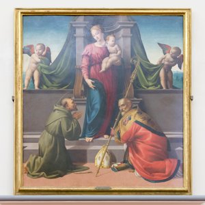 Madonna og barn med Saint Francis og Zenobius