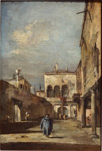 Arkitektonisk fantasi med en gårdsplass av Francesco Guardi