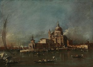 Utsikt over Santa Maria della Salute og Dogana av Francesco Guardi