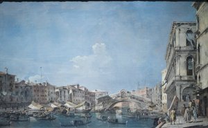 Canal Grande ved Rialtobroen, ca. 1780–90 (olje på lerret) av Francesco Guardi