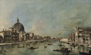 Canal Grande med San Simeone Piccolo og Santa Lucía av Francesco Guardi