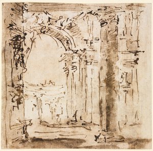 Par tegninger: Skisse av labyrinten til Villa Pisani og Piazza San Marco..., 1773-1778. av Francesco Guardi