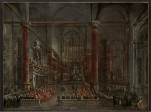 Pavelig seremoni i SS. Giovanni e Paolo, Venezia, 1782, ca. 1783. av Francesco Guardi